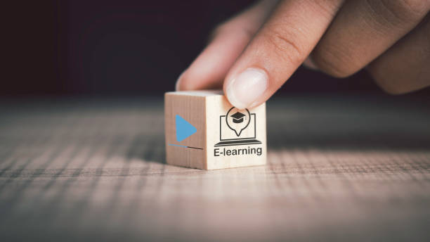 istock E-learning and online education graduate certificate program concept. Study by video, Hand filp Wooden cube graduation hat  icon and copy space, Digital courses develop skills thinking idea. 1482218888