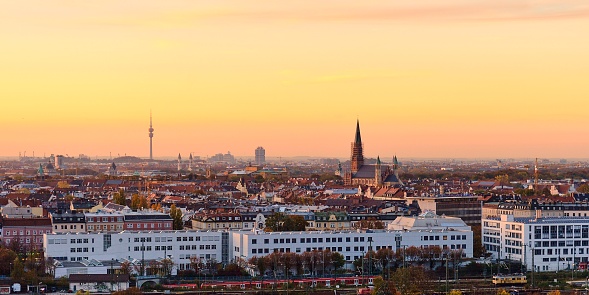 Munich skyline in golden hour