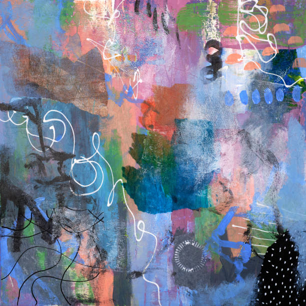istock Colorful modern artwork, abstract paint strokes, oil painting on canvas. Acrylic art, artistic texture. Brush daubs and smears grunge background, hand painted pattern 1482220929