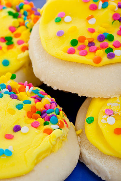 istock Yellow Frosted Sugar Cookies with Sprinkles 148222434