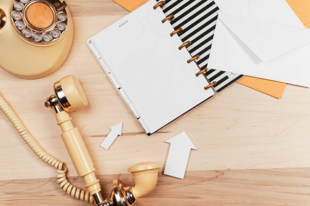 illustration of a desk with a telephone notebook an old-time life