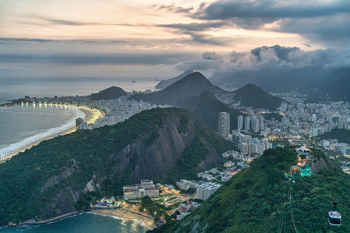 This photo showcases the awe-inspiring skyline of Rio de Janeiro, Brazil. The cityscape is a magnificent display of architectural and natural wonders. The photo captures the bustling metropolis with its vibrant streets, colorful buildings, and modern infrastructure, making it an ideal choice for travel brochures, websites, or any project that aims to highlight the beauty and wonder of this incredible city.