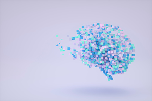 Artificial intelligence, mental health concept with brain, 3d render.