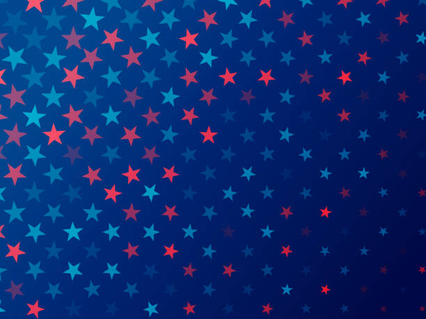 ilustrações, clipart, desenhos animados e ícones de quatro de julho estrela fogos de artifício banner festa venda fundo - fourth of july patriotism star shape red