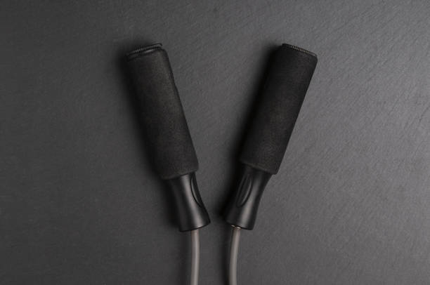 Jump rope close up on a black background