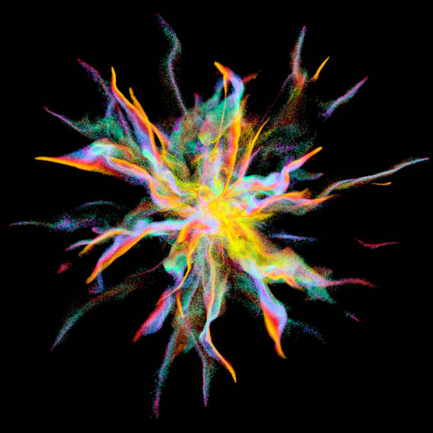 Beautiful Flower Composed Of Glowing Particles In Black Space, 3d Digitally Generated Image