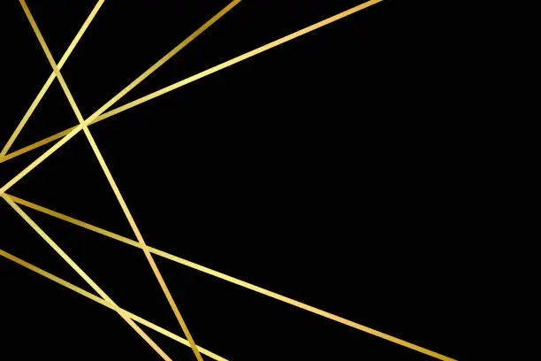 Vector illustration of Premium background with gold lines design on black background.