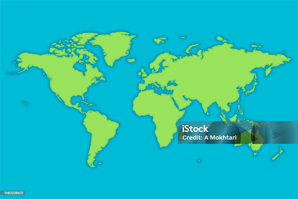 Atlantic Map. Easy Worlds Map Stock Illustration - Download Image Now - Atlantic Ocean ...