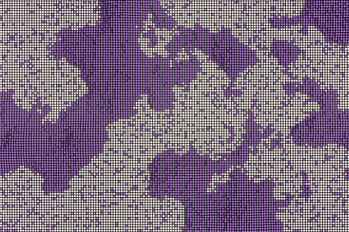 Cube shaped wavy pixelated technology background, Digitally generated image.