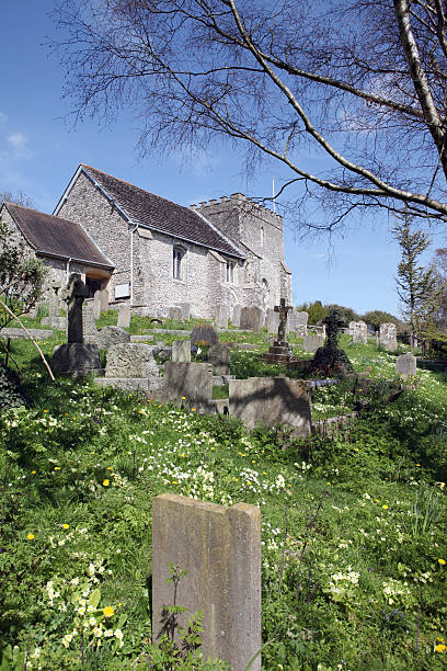 kościół anglia średniowieczny parish bramber - ancient past anglican building exterior zdjęcia i obrazy z banku zdjęć