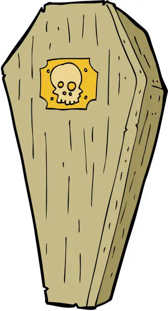 Vector illustration of spooky cartoon coffin