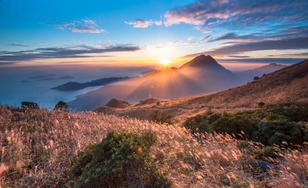 istock Stunning view of a sunrise over a mountain range 1482241810