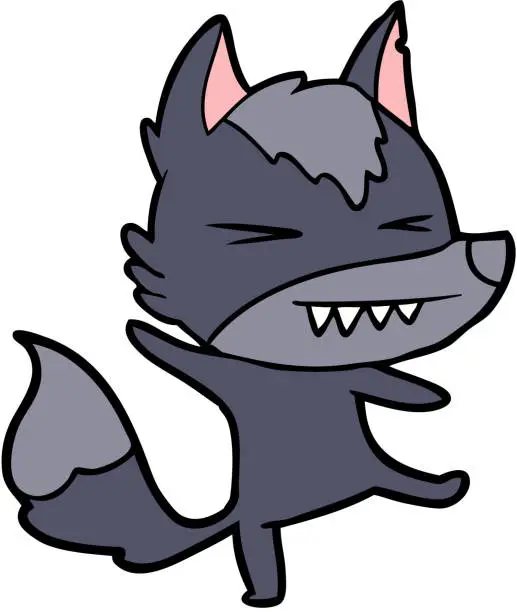 Vector illustration of angry wolf cartoon