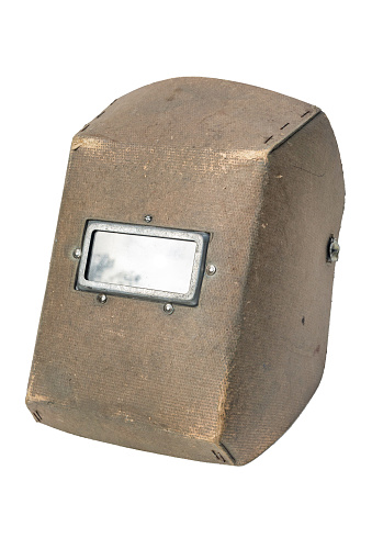 vintage welding helmet. protective welding mask. isolated on white background