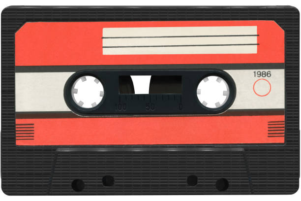 istock Black audio cassette with a red label. High resolution 1482243352