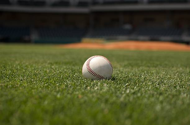 spring training - baseball field grass baseballs foto e immagini stock