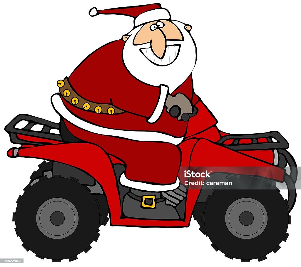 Santa Riding An ATV This illustration depicts Santa riding a red ATV. Santa Claus stock illustration