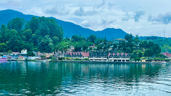 Scenic view of Samosir Lake Toba in North Sumatra Indonesia