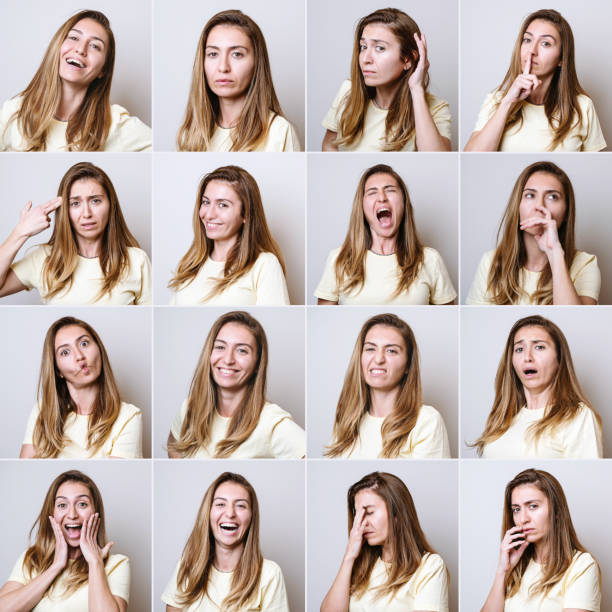 istock Real woman making different facial expressions 1482250002