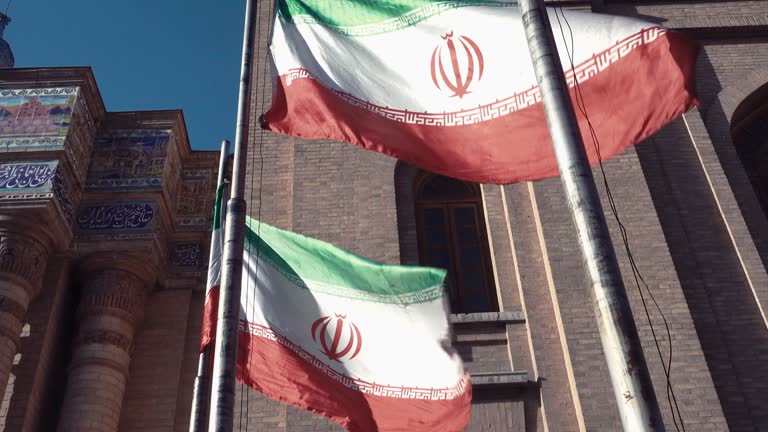 Iranian flags blowing in Tehran