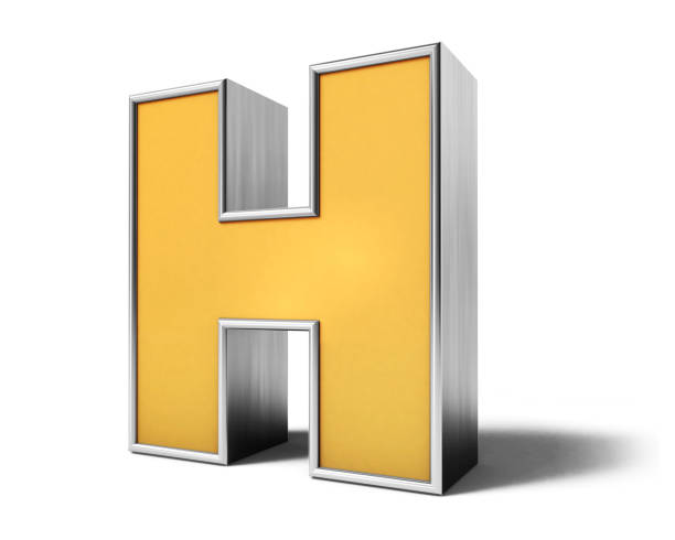 istock H 3d gold alphabet. 3D Gold alphabet isolated on white background. 3D rendering. A to Z Text. 1482250482