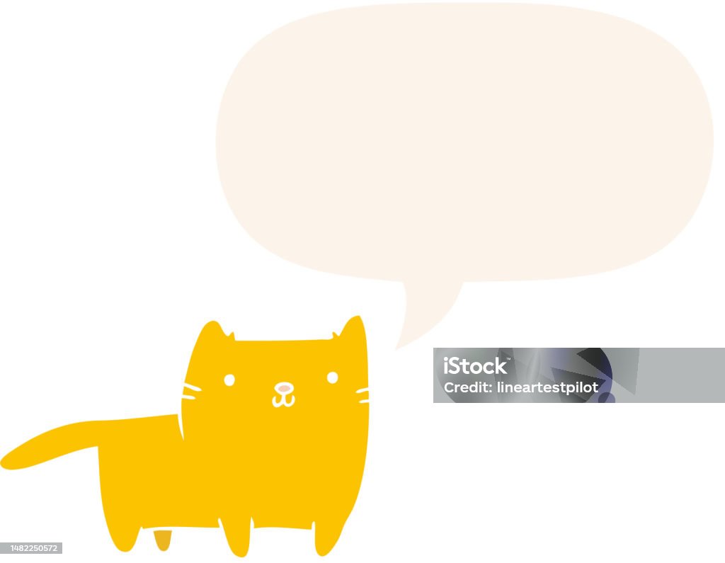 Cat Pin Bubble Example Cartoon Cat With Speech Bubble In Retro Style Stock Illustration ...