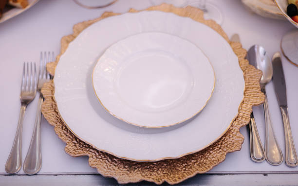 istock Set table in restaurant. Cutlery top view 1482255243