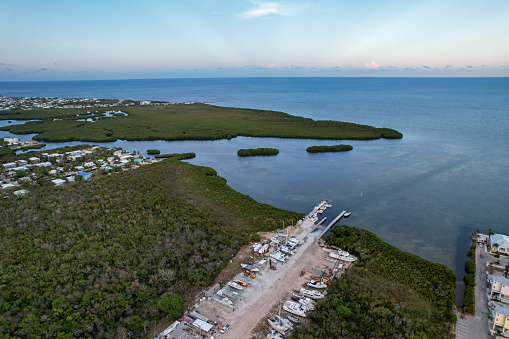 Aerial views from over the Florida Keys at Tavernier Florida