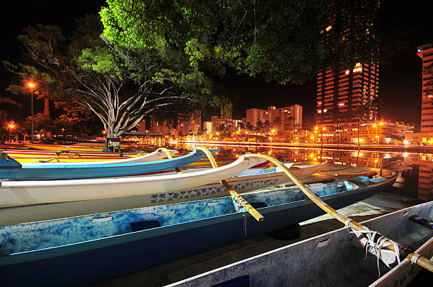 Outrigger canoe's on the Ala Wai Canal
