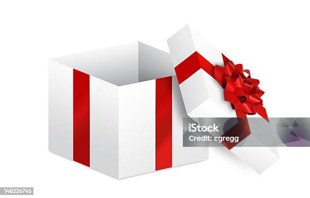 Opened Present Wrapped In Red Ribbon And Bow Stock Photo - Download Image Now - Gift, Unwrapped, Christmas Present