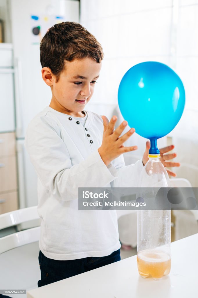 Boy Body Experiments Boy Making Experiments And Playing In The Kitchenlearning Science Stock ...