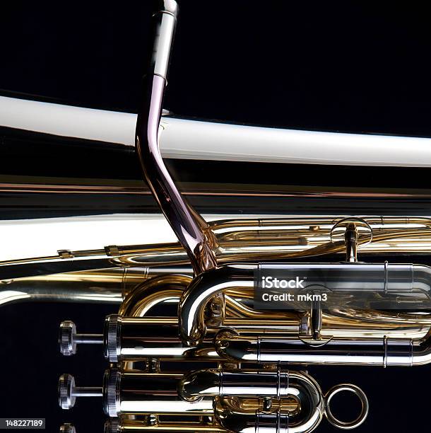 Gold Tuba On Black Stock Photo - Download Image Now - Tuba, Black Background, Brass