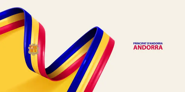 Vector illustration of Andorra Ribbon Flag