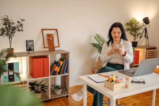istock Young businesswoman working in the office 1482283007