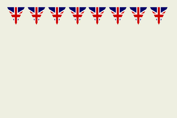 ilustrações de stock, clip art, desenhos animados e ícones de coronation celebration uk union jack flag background vector illustration - red crowned