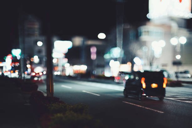 istock Blurred image of driving at night 1482283463