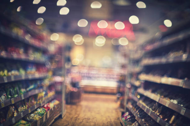 istock Supermarket shelf blur and shopping image 1482283479