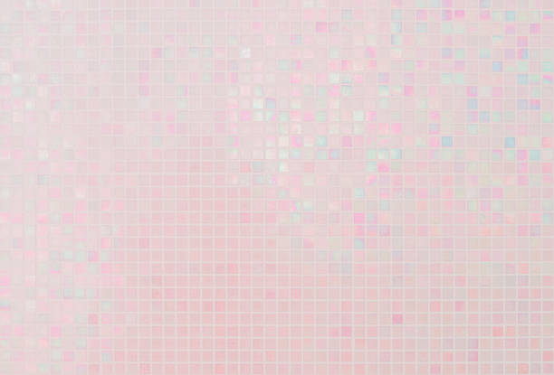 istock Pink tile wall chequered background bathroom floor texture. Ceramic wall and floor tiles mosaic background in bathroom and kitchen clean. Pool design pattern geometric with grid wallpaper decoration. 1482289495