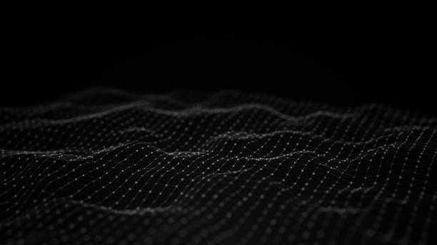 istock Abstract flowing smooth surface fractal waves background. Grid, mesh of dots. 1482290886
