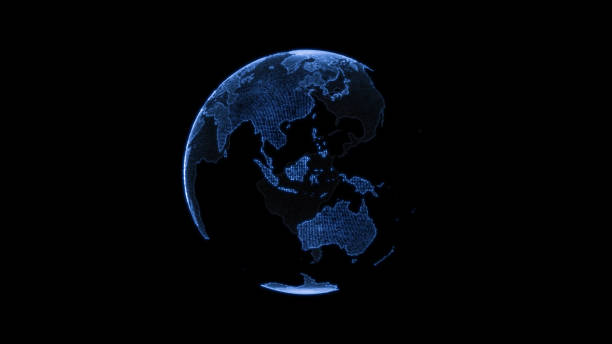 istock World globe from particles. HUD. Digital planet Earth. Abstract world map 1482290984