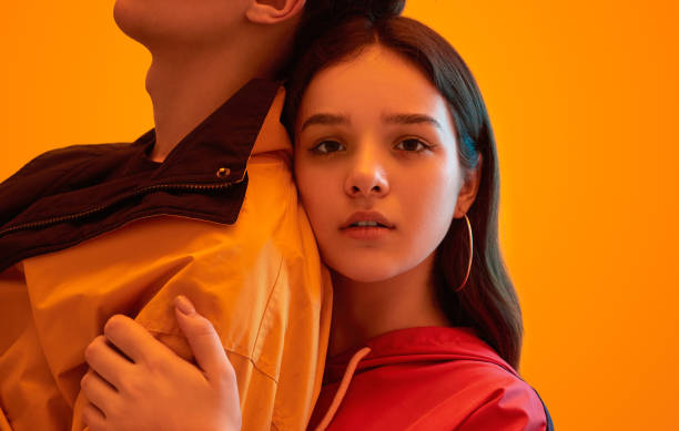 istock Teen stylish couple in studio 1482291133