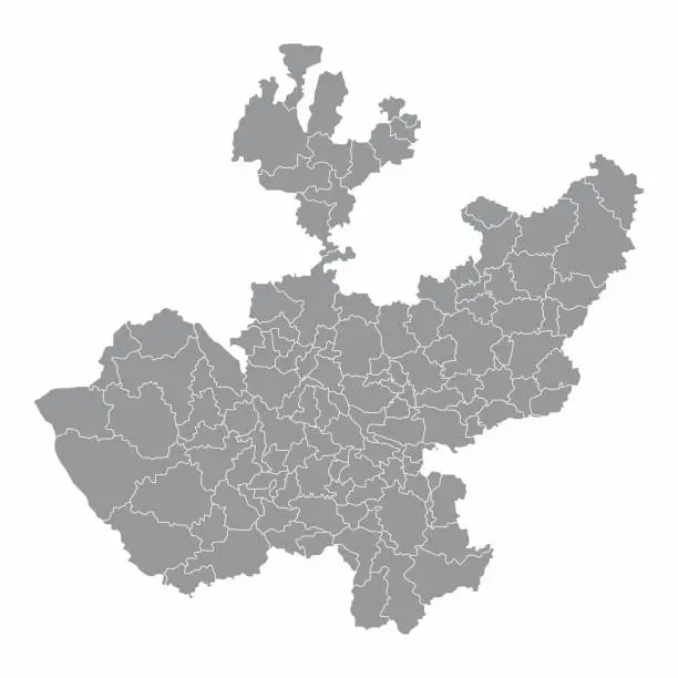 Vector illustration of Jalisco administrative map
