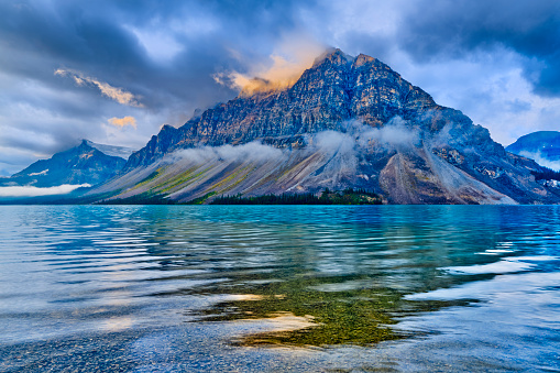 Bow Lake located in Banff National Park in the Canadian Rockies