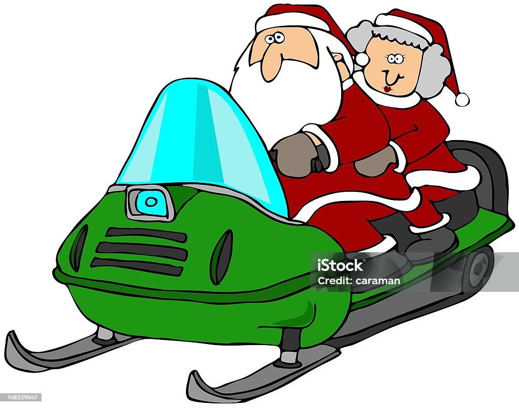 Corrida de Snowmobile - Royalty-free Pai Natal Ilustração de stock