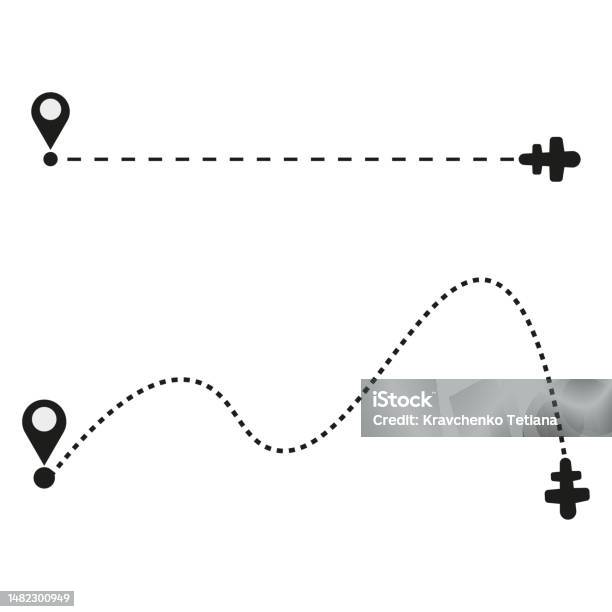 Pin Path Pin Path Planes On White Background Airplane Fly Vector Illustration ...
