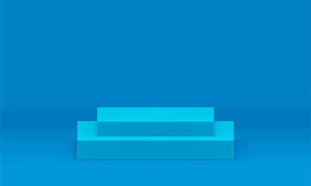istock Blue 3d pedestal empty level stairs display presentation product promo foundation design vector 1482301205