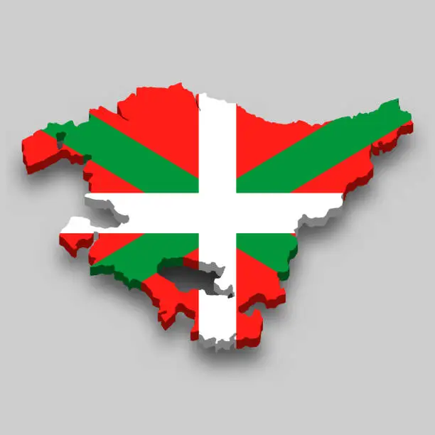 Vector illustration of 3d isometric Map of Basque Country is a region of Spain