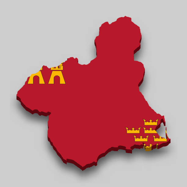 무르시아의 3d 아이소메트릭 지도는 스페인의 한 지역입니다 - murcia stock illustrations