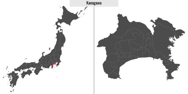 ÐÑÐ½Ð¾Ð²Ð½ÑÐµ RGB map of Kanagawa prefecture of Japan and location on Japanese map kanagawa prefecture stock illustrations