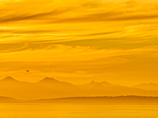 West coast of Vancouver Island seen at sunset in the province of British Columbia, Canada